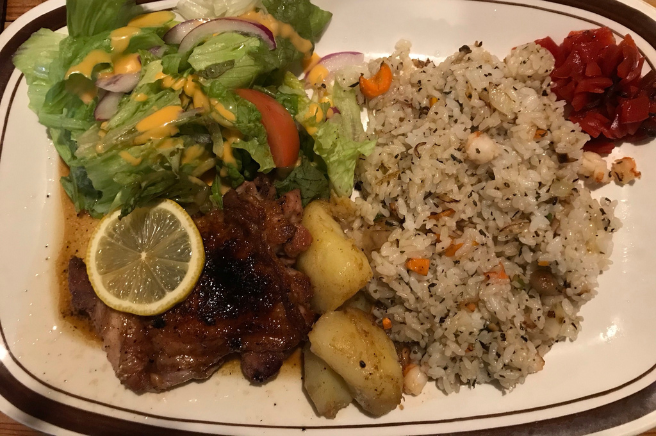 煎雞腿排 & 香料飯